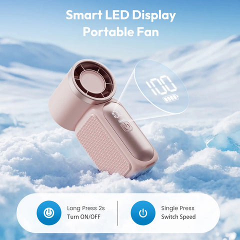 [15H Long Battery Life | 1-100 Speed Turbo] GAIATOP HF-18 Super Mini Handheld Fan, Portable Pocket Fan with Digital Display for Eyelash & Makeup Drying, Hot Flashes, USB Rechargeable Travel Accessory, Gift