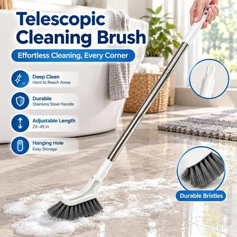 Adjustable Length Stainless Steel Telescopic Long Handle Crevice Cleaning Brush, Narrow Gap Cleaner for Bathroom, Hard-to-Reach Spaces
