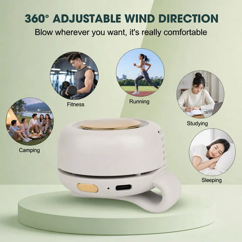 Portable, Silent Mini Bladeless Fan — 3-Speed Adjustable Waist Fan, Phone Cooling Fan, Personal Wearable Fan, Rotatable Body Fan