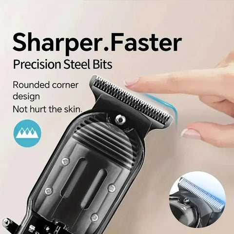 Professional Hair Clipper, Lightweight & Cordless Haircutting Kit for Men with LED Screen, USB Fastcharging and 4 Guide Combs, Smooth, Barber Equipment, Stainless Steel, Led Display, Youth, Barber Clippers, Multifunctional Hair Clipper