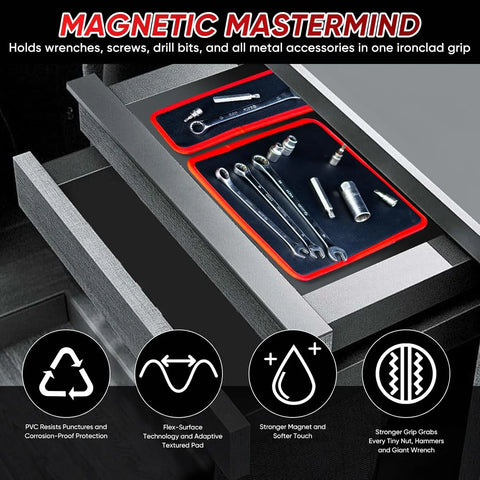 3PC Flexible Magnetic Tool Mat & Tray Holder - Magnetic Tool Tray, Flexible Magnetic Mat, PVC & Non-Slip for Garage Workshop, Auto Repair Tools fathersdaygiftideas fathersdaygift