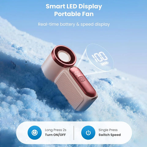 Mini Handheld Fan with LED Display – 6-Speed Turbo Pocket size Fan for Women. USB Rechargeable, High-Speed Cooling for Travel & Makeup. Perfect  Gift.  Portable Refrigeration