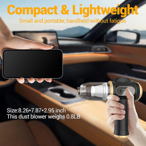 Handheld Cordless Car Vacuum Cleaner: 9000Pa powerful suction, 6-in-1 portable vacuum cleaner with a smart display, ideal for cars, homes, offices and pet care. A portable cordless cleaner. The perfect gift for your loved ones.