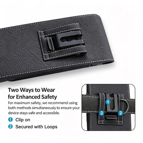Men's Waist Phone Pouch with Card Slot, Magnetic Lock & Metal Belt Clip, Casual Daily Belt Bag for Large Smartphones, Ideal Gift for Father, Grandpa, Husband, Boyfriend, Practical Present for Blue‑Collar Workers for Job Site & Outdoor Work