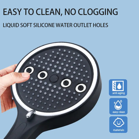Powerful 6-Mode Handheld Shower Head High Pressure Water Spray with Rainfall Massage Pulse Spray Hybrid Bubble Patterns Premium ABS Material Wall Mount Showerhead Modern Bathroom Upgrade Ideal Summer Shower Accessory Perfect Holiday Gift