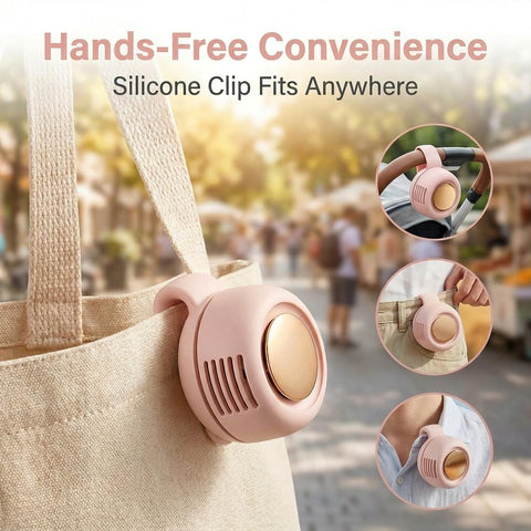 Portable, Silent Mini Bladeless Fan — 3-Speed Adjustable Waist Fan, Phone Cooling Fan, Personal Wearable Fan, Rotatable Body Fan