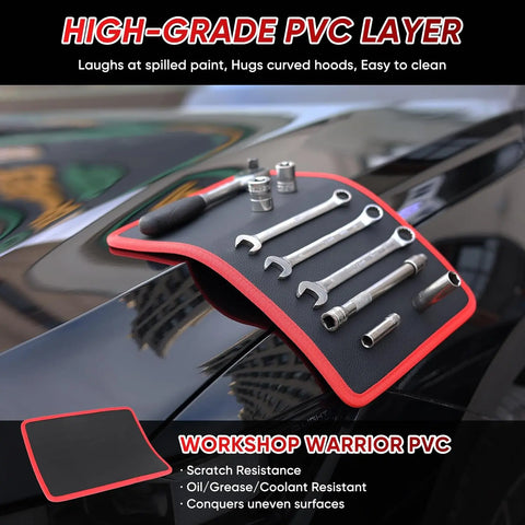 3PC Flexible Magnetic Tool Mat & Tray Holder - Magnetic Tool Tray, Flexible Magnetic Mat, PVC & Non-Slip for Garage Workshop, Auto Repair Tools fathersdaygiftideas fathersdaygift