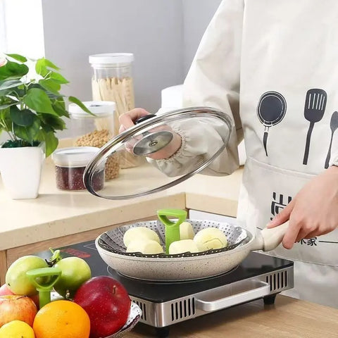 Vegetable Steamer Basket for Cooking Food, Stainless Steel Veggie Steam Basket for Pot, Folding Expandable Steaming Insert with Extendable Handle Fits Various Size Pot