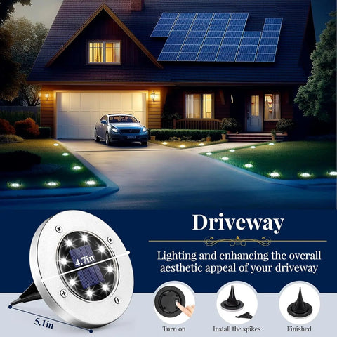 Summorefun Solar Lights for Outside,12 Pack Solar Lights Outdoor Waterproof, Solar Garden Lights Landscape Lighting for Patio Pathway Lawn Yard Deck Driveway Walkway, Cold White