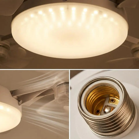 2026 New E27 Socket Ceiling Fan Light - 2-in-1 Silent LED Fan with Remote Control, Energy-Saving Cooling & Lighting Combo for Home Bedroom
