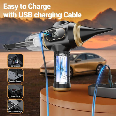 Handheld Cordless Car Vacuum Cleaner: 9000Pa powerful suction, 6-in-1 portable vacuum cleaner with a smart display, ideal for cars, homes, offices and pet care. A portable cordless cleaner. The perfect gift for your loved ones.