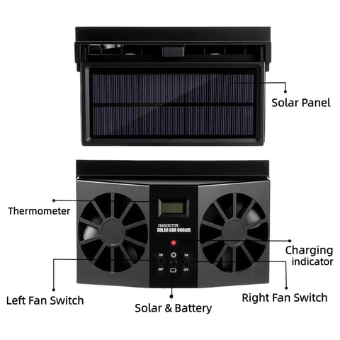 【Father's Day gift】Dual Outlet Solar Car Vent Fan Auto Air Circulation Cooling Exhaust Fan For Vehicle,Exhaust Fan
