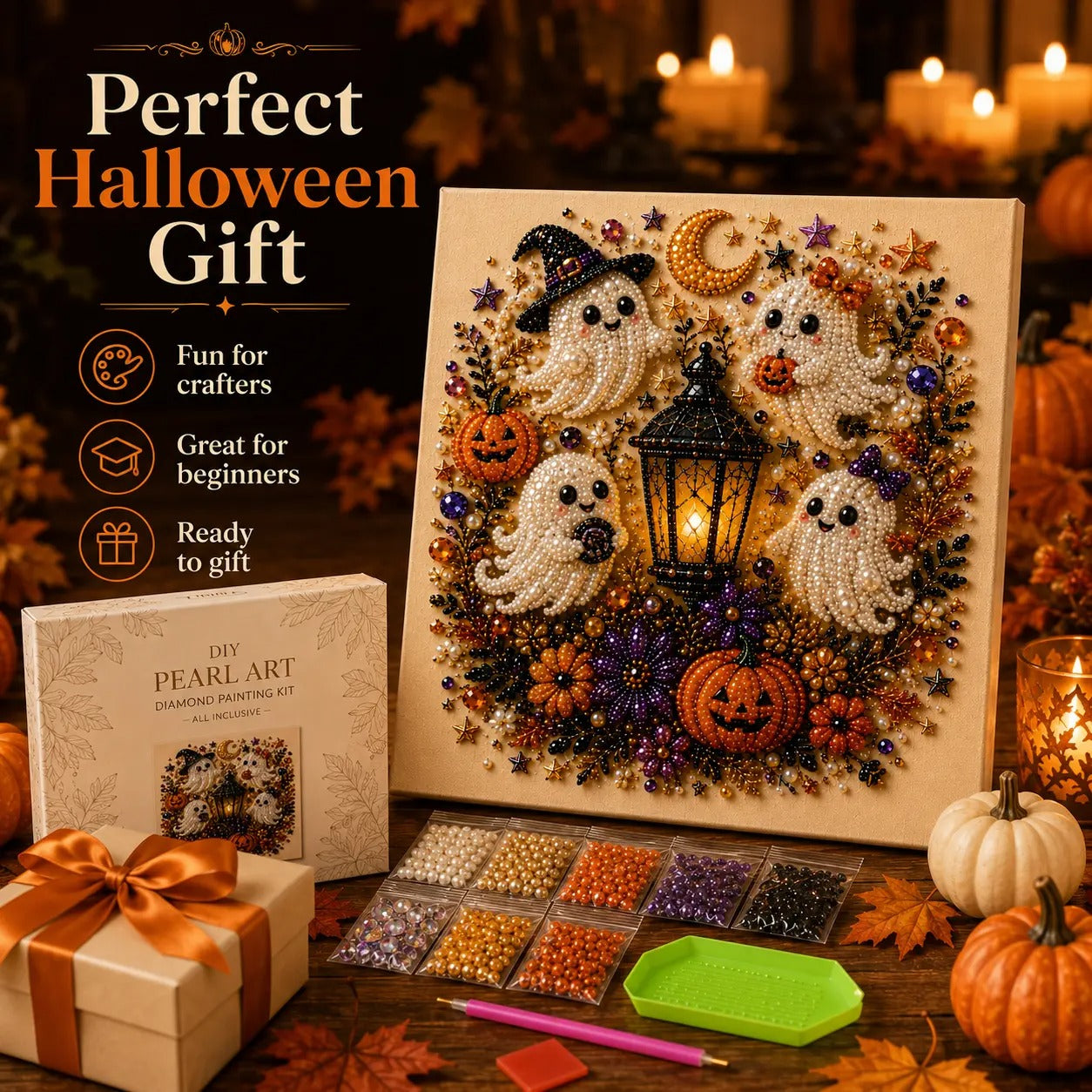 Halloween pearl art DIY kit gift presentation