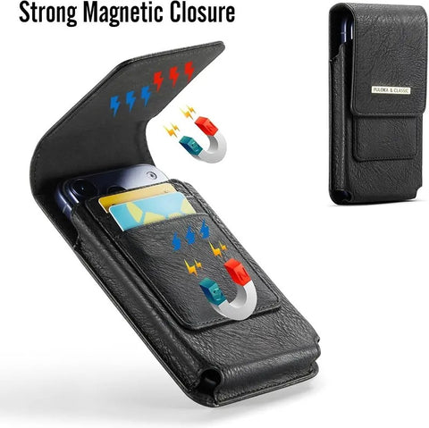 Men's Waist Phone Pouch with Card Slot, Magnetic Lock & Metal Belt Clip, Casual Daily Belt Bag for Large Smartphones, Ideal Gift for Father, Grandpa, Husband, Boyfriend, Practical Present for Blue‑Collar Workers for Job Site & Outdoor Work