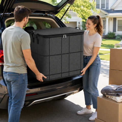 Spacious Moving Storage Bin, Zippered Organizer for Quilts, Bedding & Sweaters, Large Capacity Fabric Bag for Moving Day, Closet & Bedroom Use