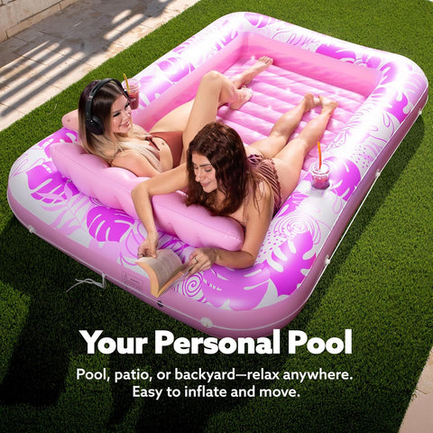 Inflatable Sunbathing Float — With Cup Holder | Sunbathing Lounger, Floating Raft, Deck Chair, Kids' Inflatable Pool