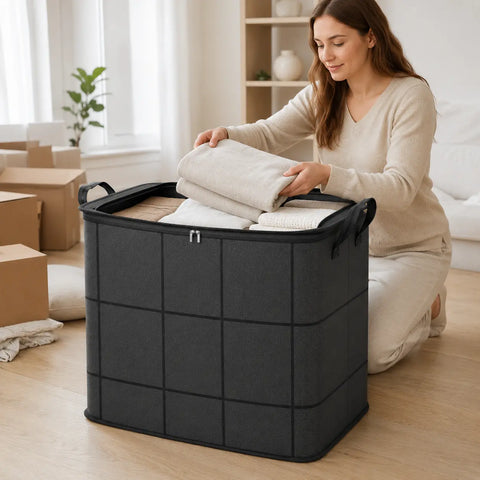 Spacious Moving Storage Bin, Zippered Organizer for Quilts, Bedding & Sweaters, Large Capacity Fabric Bag for Moving Day, Closet & Bedroom Use
