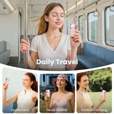 Mini Handheld Fan with LED Display – 6-Speed Turbo Pocket size Fan for Women. USB Rechargeable, High-Speed Cooling for Travel & Makeup. Perfect  Gift.  Portable Refrigeration