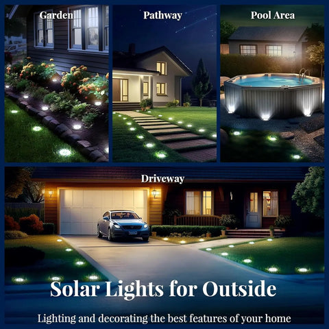 Summorefun Solar Lights for Outside,12 Pack Solar Lights Outdoor Waterproof, Solar Garden Lights Landscape Lighting for Patio Pathway Lawn Yard Deck Driveway Walkway, Cold White