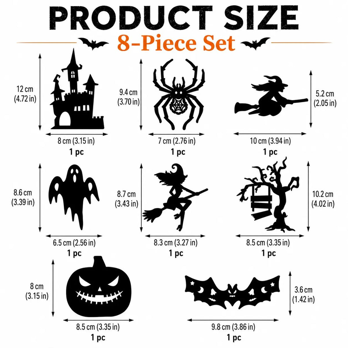 Halloween LED Silhouette Wall Light Stickers, Battery Powered Peel & Stick Decor Lights, No Drill PET Waterproof Wall Decor, Spooky Ghost Pumpkin Witch Bat Castle Spider Tree Ornaments for Home Window Door Party, 9/18/27 Pack Available