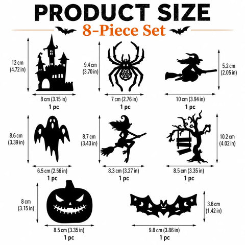 Halloween LED Silhouette Wall Light Stickers, Battery Powered Peel & Stick Decor Lights, No Drill PET Waterproof Wall Decor, Spooky Ghost Pumpkin Witch Bat Castle Spider Tree Ornaments for Home Window Door Party, 9/18/27 Pack Available