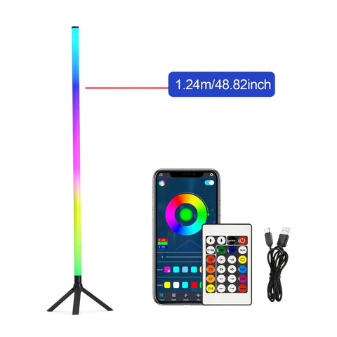 USB Powered LED Mood Floor Lamp with APP Control, Wireless Controller, Music Reactive Lighting Modes and Adjustable Brightness, Decorative Ambient Standing Light for Bedroom, Living Room, Game Room, Streaming Setup & Home DecorBring your room to life with
