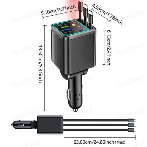 Ultimate Power Station for Phone, Pad & Laptop,Car Charger: Starry LED,1-Click Galaxy Projector,Star Projector Tangle-Free Retractable Cables & Super Fast Charge,PD20W,USB-A 65W,All 120W Max,Power Hub,