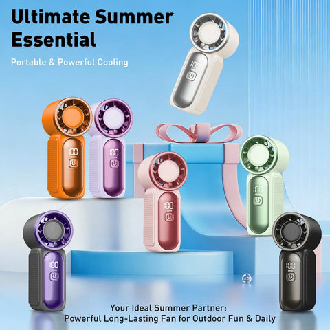 Mini Handheld Fan with LED Display – 6-Speed Turbo Pocket size Fan for Women. USB Rechargeable, High-Speed Cooling for Travel & Makeup. Perfect  Gift.  Portable Refrigeration