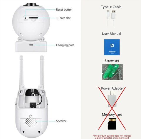 Smart Home Security Camera (Smart Home Gadgets), 360° Rotatable, 1080p Full HD, Full-Color Night Vision, Motion Sensor, 2-Way Audio, Wi-Fi-Bluetooth, Easy Install, Baby Monitor, Remote View, TF Card-Cloud Storage, Housewarming Gift