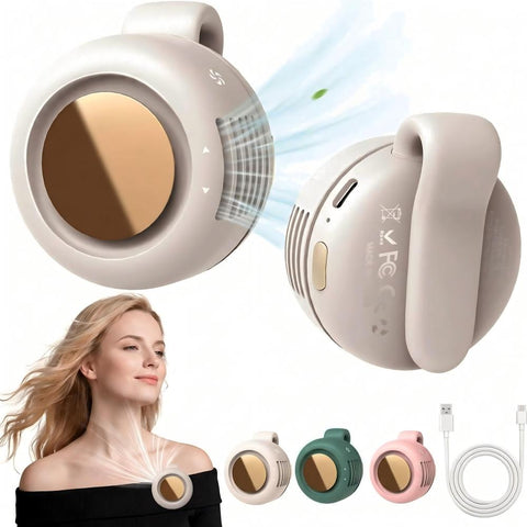 Portable, Silent Mini Bladeless Fan — 3-Speed Adjustable Waist Fan, Phone Cooling Fan, Personal Wearable Fan, Rotatable Body Fan