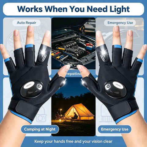 Hands-Free LED Finger Flashlight Gloves
