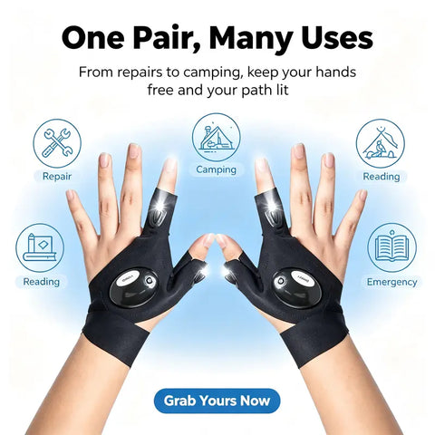Hands-Free LED Finger Flashlight Gloves