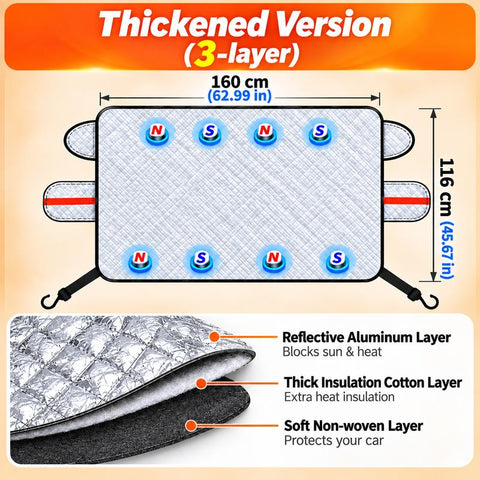 3-Layer Magnetic Windshield Snow & Frost Cover