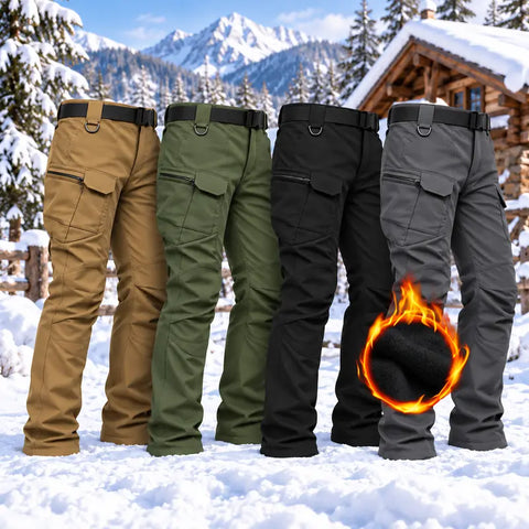 Men’s Fleece-Lined Winter Tactical Cargo Pants