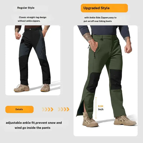 Men’s Fleece-Lined Waterproof Softshell Winter Pants