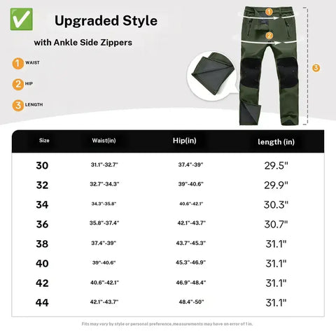 Men’s Fleece-Lined Waterproof Softshell Winter Pants