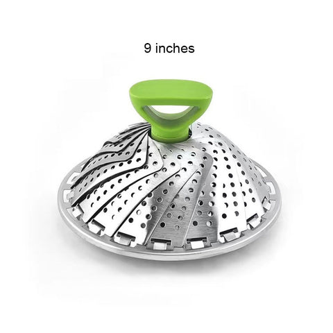 Vegetable Steamer Basket for Cooking Food, Stainless Steel Veggie Steam Basket for Pot, Folding Expandable Steaming Insert with Extendable Handle Fits Various Size Pot