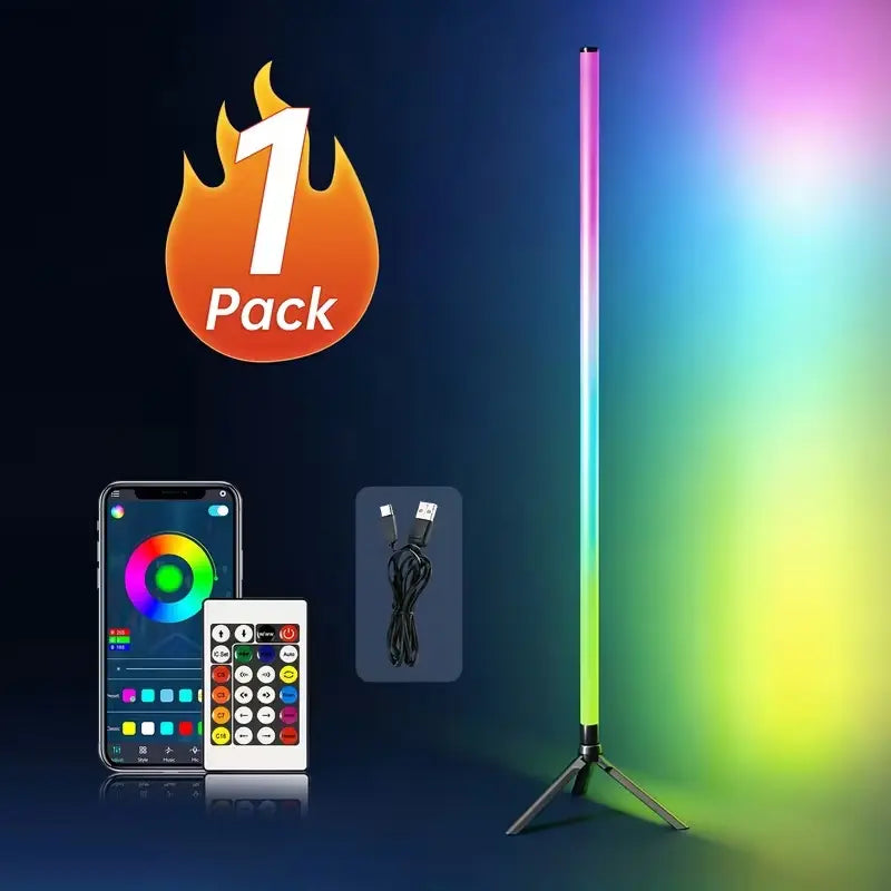 USB Powered LED Mood Floor Lamp with APP Control, Wireless Controller, Music Reactive Lighting Modes and Adjustable Brightness, Decorative Ambient Standing Light for Bedroom, Living Room, Game Room, Streaming Setup & Home DecorBring your room to life with