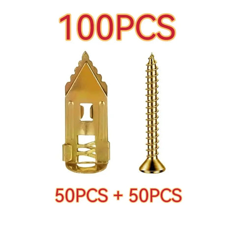 summerfun 100PCS/200PCS Self-Drilling Drywall Anchors Kit No Drill Needed Easy Hang for Home & Office Includes 100 Anchors 100 Screws for Quick Install Adjustable Hooks & Bracket