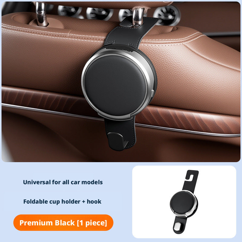 Universal Foldable Car Cup Holder with Hook, Space-Saving Vehicle Drink Holder for Bottles, Coffee Cups & Tumblers, Car Interior Storage Organizer