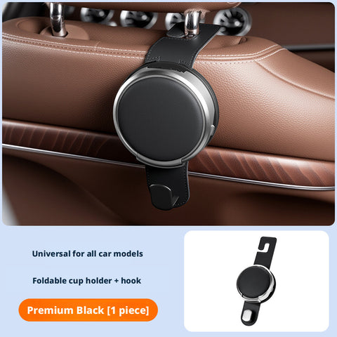 Universal Foldable Car Cup Holder with Hook, Space-Saving Vehicle Drink Holder for Bottles, Coffee Cups & Tumblers, Car Interior Storage Organizer