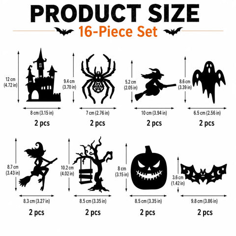 Halloween LED Silhouette Wall Light Stickers, Battery Powered Peel & Stick Decor Lights, No Drill PET Waterproof Wall Decor, Spooky Ghost Pumpkin Witch Bat Castle Spider Tree Ornaments for Home Window Door Party, 9/18/27 Pack Available