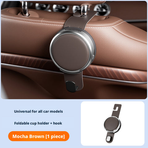 Universal Foldable Car Cup Holder with Hook, Space-Saving Vehicle Drink Holder for Bottles, Coffee Cups & Tumblers, Car Interior Storage Organizer