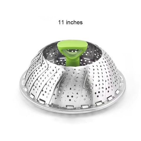 Vegetable Steamer Basket for Cooking Food, Stainless Steel Veggie Steam Basket for Pot, Folding Expandable Steaming Insert with Extendable Handle Fits Various Size Pot
