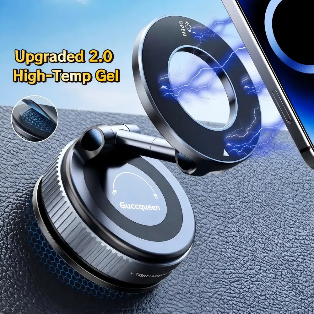 Summorefun 2.0 Foldable Magnetic Car Phone Holder - 20 N52 Magnets, Vacuum Suction Cup with Heat-Resistant Nano-Adhesive Base, Auto Accessories, Car Stuff, Phone Accessories for MagSafe Devices