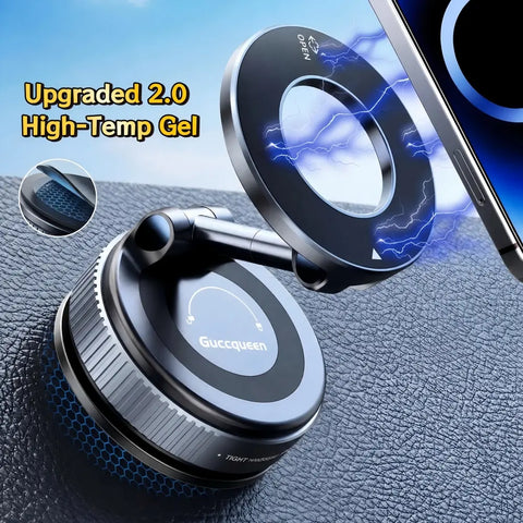 Summorefun 2.0 Foldable Magnetic Car Phone Holder - 20 N52 Magnets, Vacuum Suction Cup with Heat-Resistant Nano-Adhesive Base, Auto Accessories, Car Stuff, Phone Accessories for MagSafe Devices