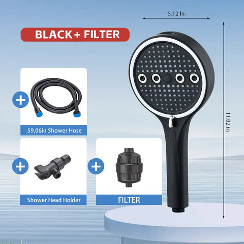 Powerful 6-Mode Handheld Shower Head High Pressure Water Spray with Rainfall Massage Pulse Spray Hybrid Bubble Patterns Premium ABS Material Wall Mount Showerhead Modern Bathroom Upgrade Ideal Summer Shower Accessory Perfect Holiday Gift