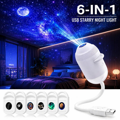 USB Star Sky Projector Lamp, Mini Galaxy Night Light for Bedroom, Romantic Room Decor, Kids Room, Dorm Room & Indoor Space