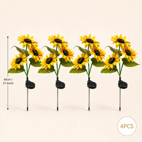 Solar Powered LED Sunflower Garden Lights Set of 2/4/6 Pieces Realistic Nighttime Glow for Yard Lawn Patio Porch Waterproof IP65 Energy Efficient Outdoor Lighting Durable Plastic Flowers All Weather Protection