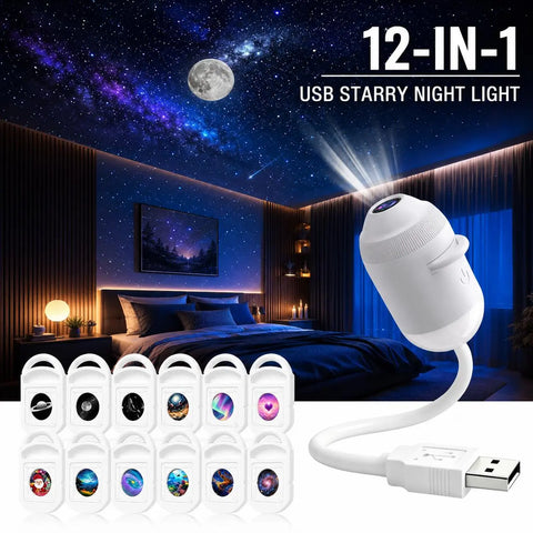 USB Star Sky Projector Lamp, Mini Galaxy Night Light for Bedroom, Romantic Room Decor, Kids Room, Dorm Room & Indoor Space